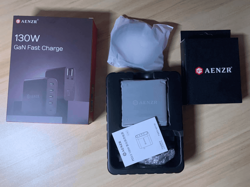 AENZR 130W氮化镓四口充电器,出门一个就够了~